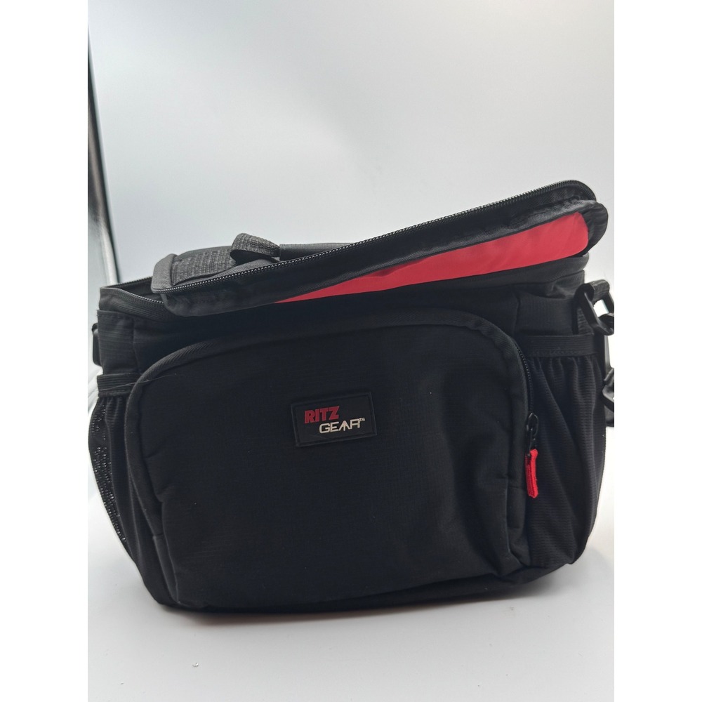 Ritz Gear Camera Shoulder Bag Black Red Padded Dividers Adjustable Strap